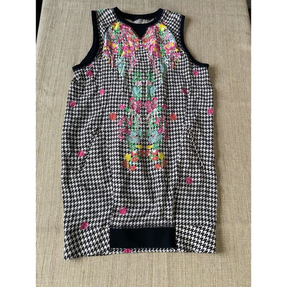 L.A.M.B. Sleeveless Dress Black and White Checkered with floral accents TP/XS - Picture 1 of 10